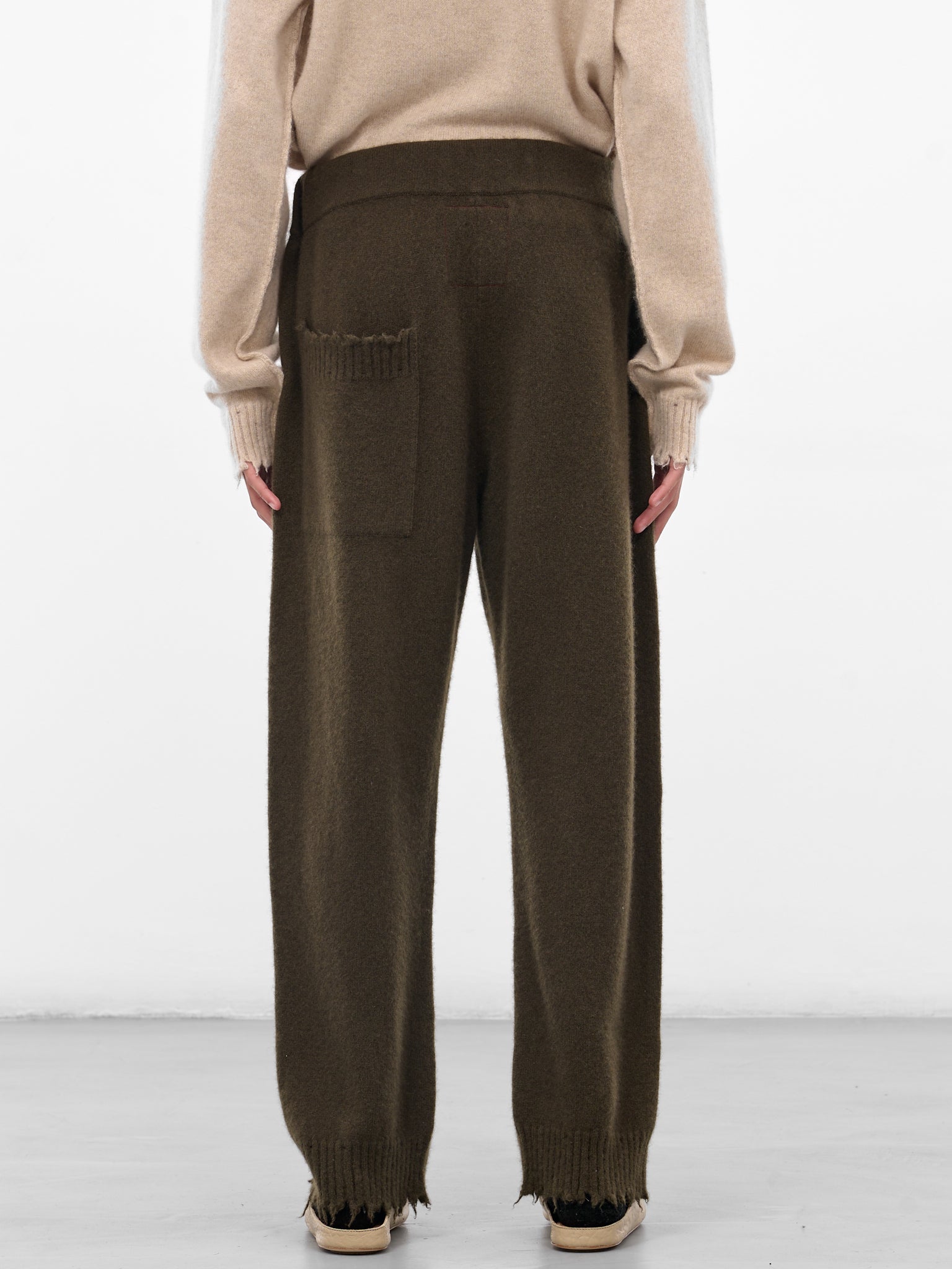 Army Green Cashmere Knit Trousers (UK7558-UW480-ARMY-GREEN)