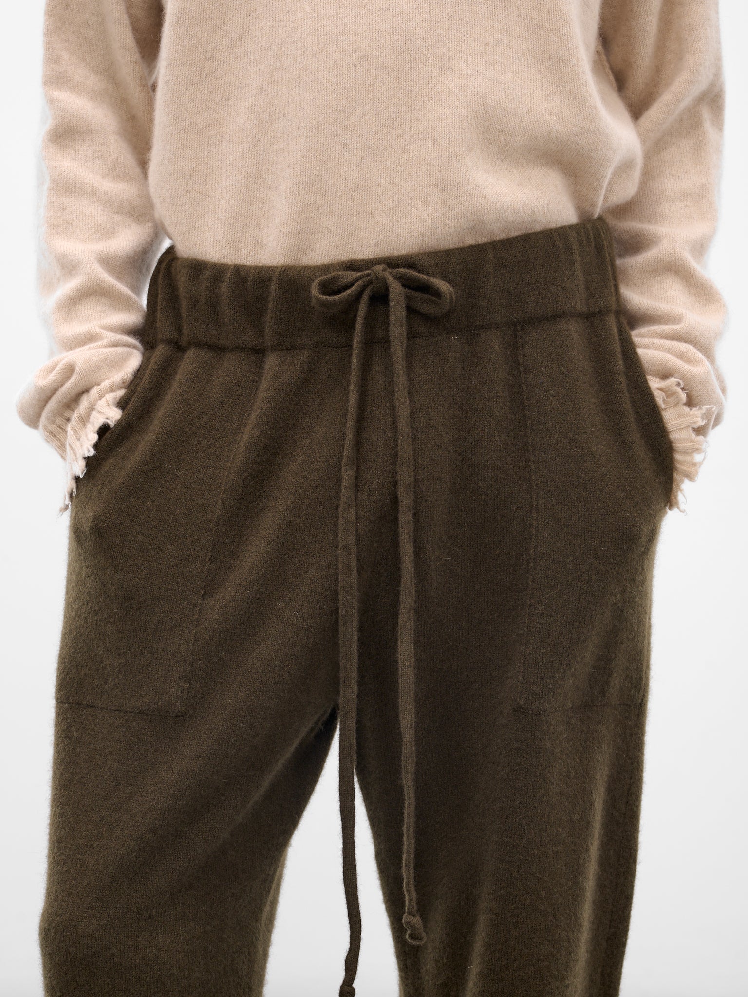 Army Green Cashmere Knit Trousers (UK7558-UW480-ARMY-GREEN)