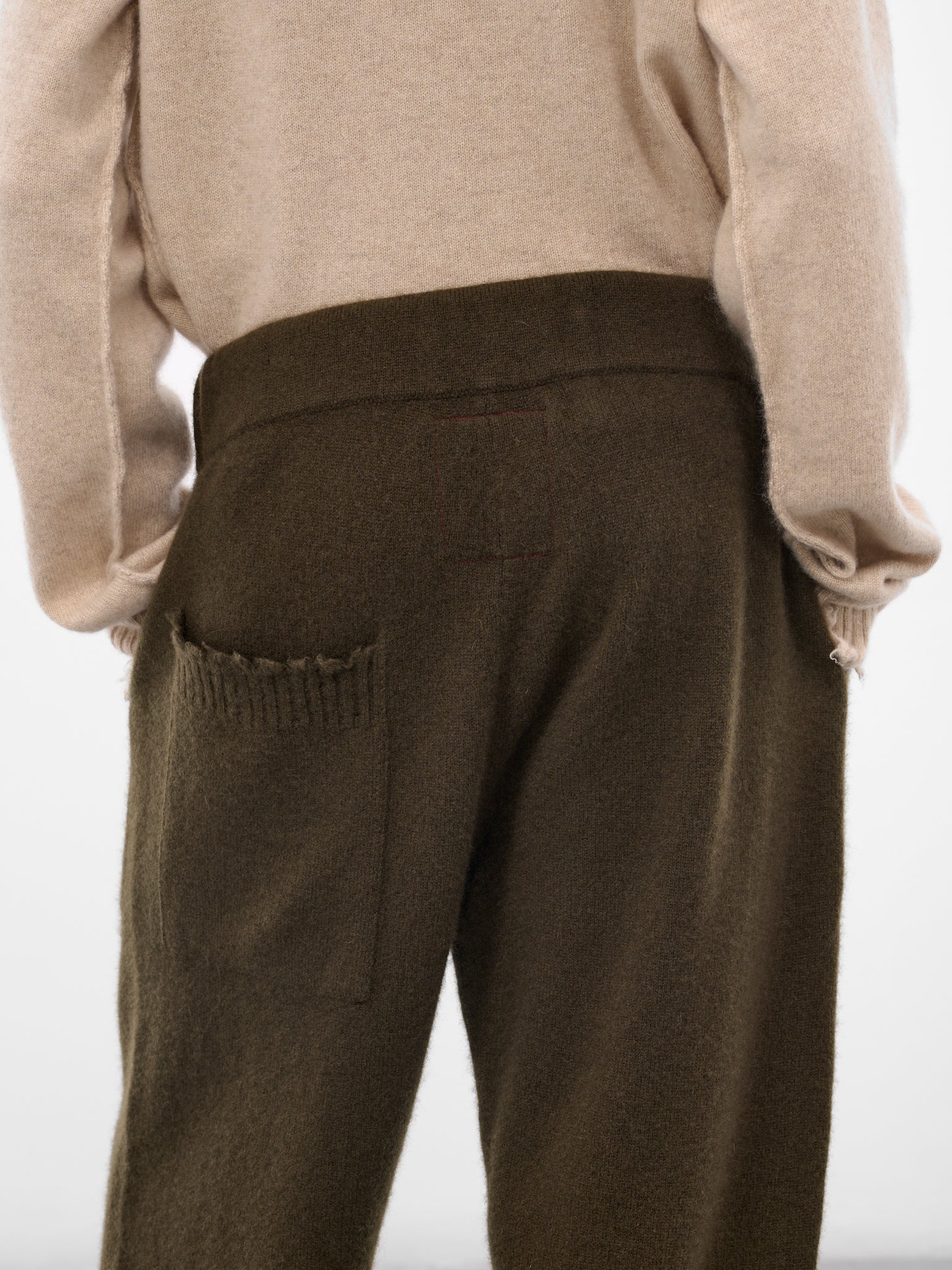 Army Green Cashmere Knit Trousers (UK7558-UW480-ARMY-GREEN)