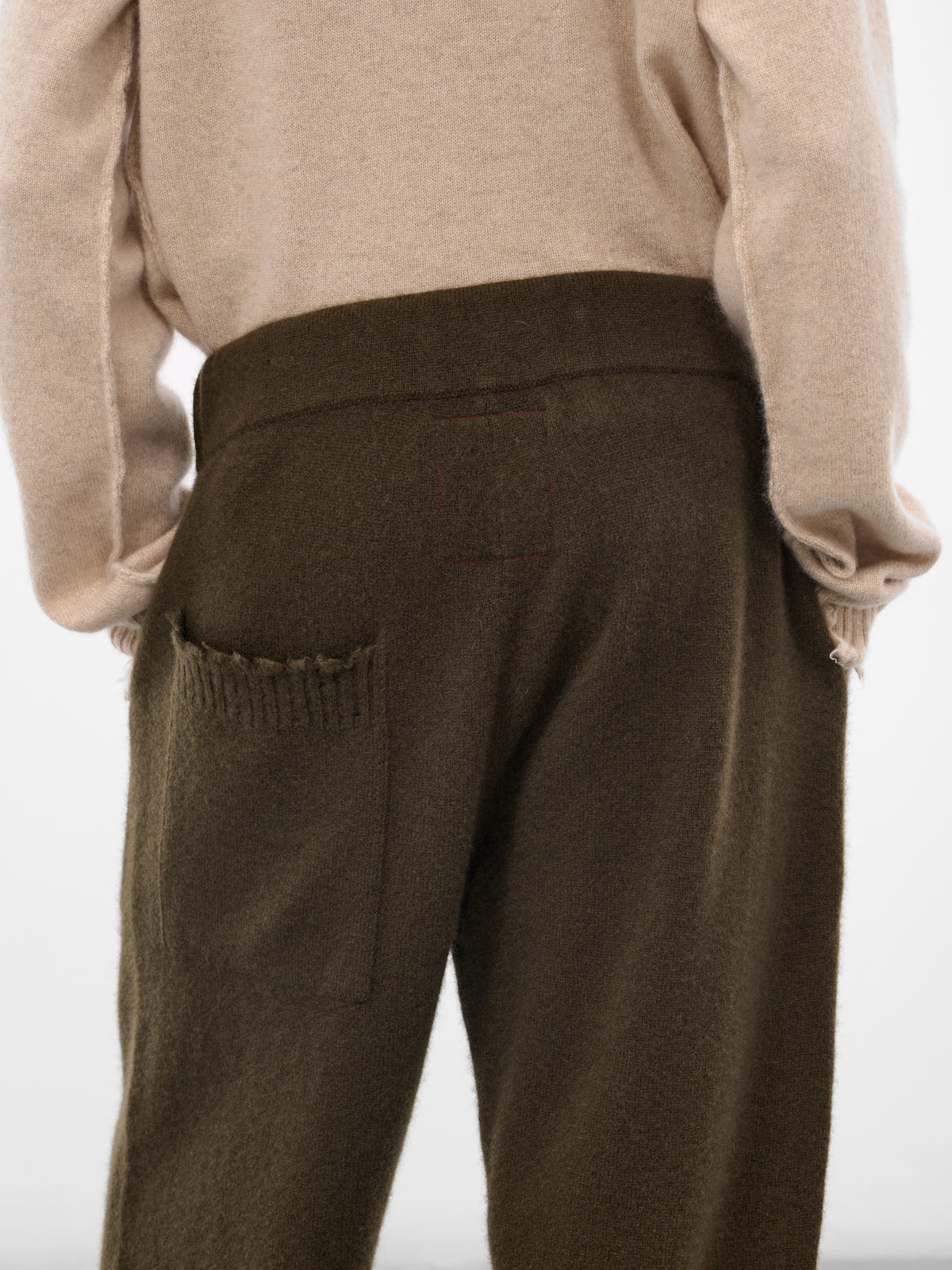 Army Green Cashmere Knit Trousers (UK7558-UW480-ARMY-GREEN)