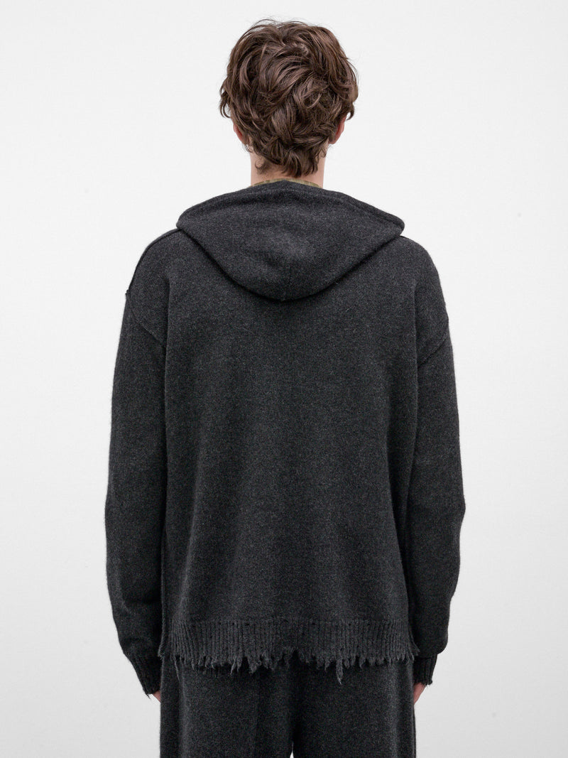 Gray Cashmere Distressed Zip Hoodie (UK7559-DARK-GREY)