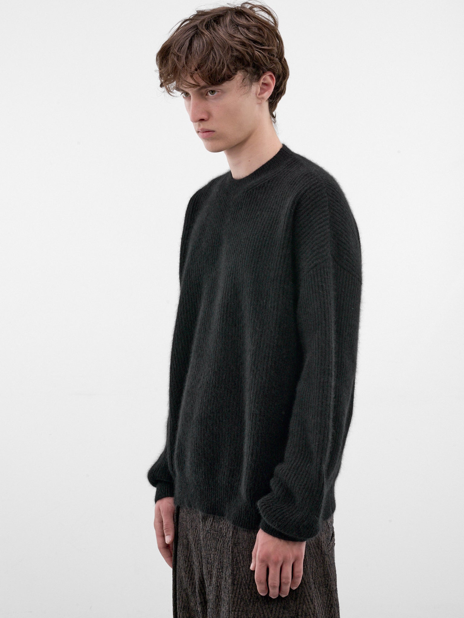 Black Raccoon Rib-Knit Sweater (UK7562-BLACK)