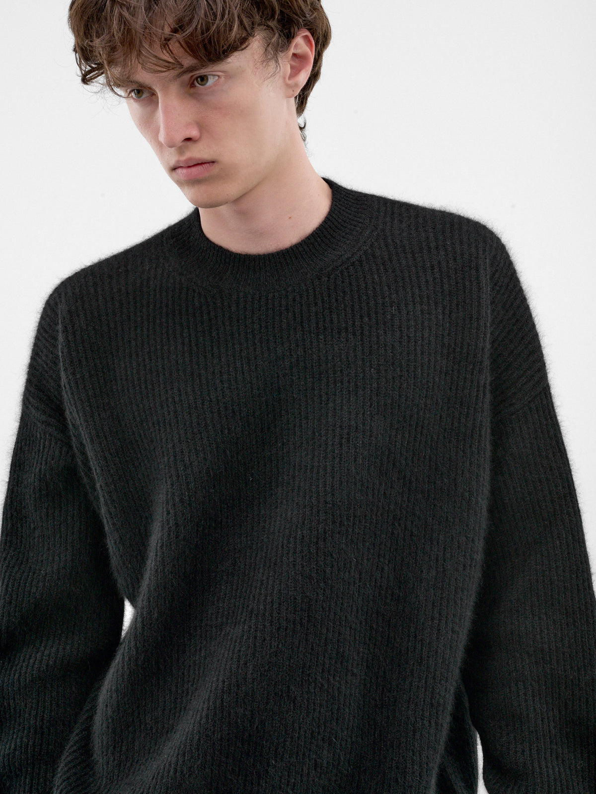 Black Raccoon Rib-Knit Sweater (UK7562-BLACK)