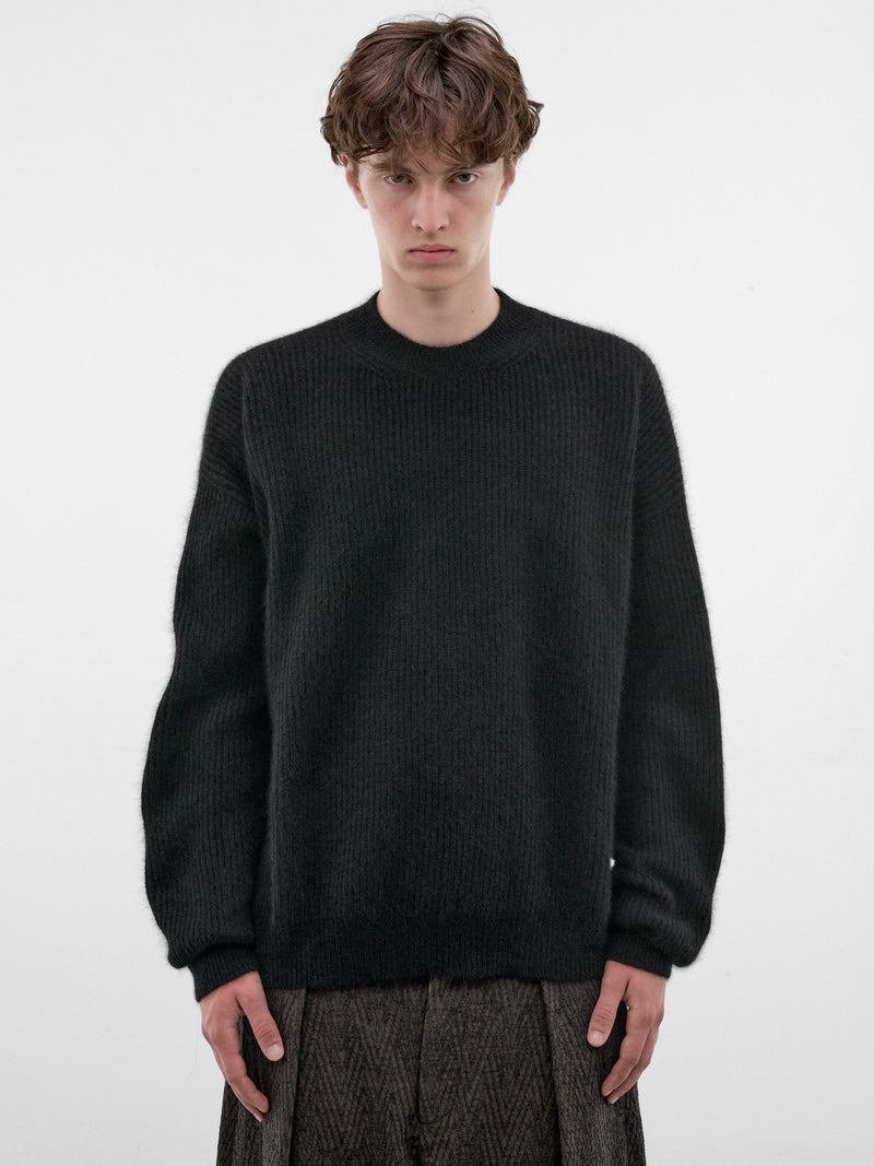 Black Raccoon Rib-Knit Sweater (UK7562-BLACK)