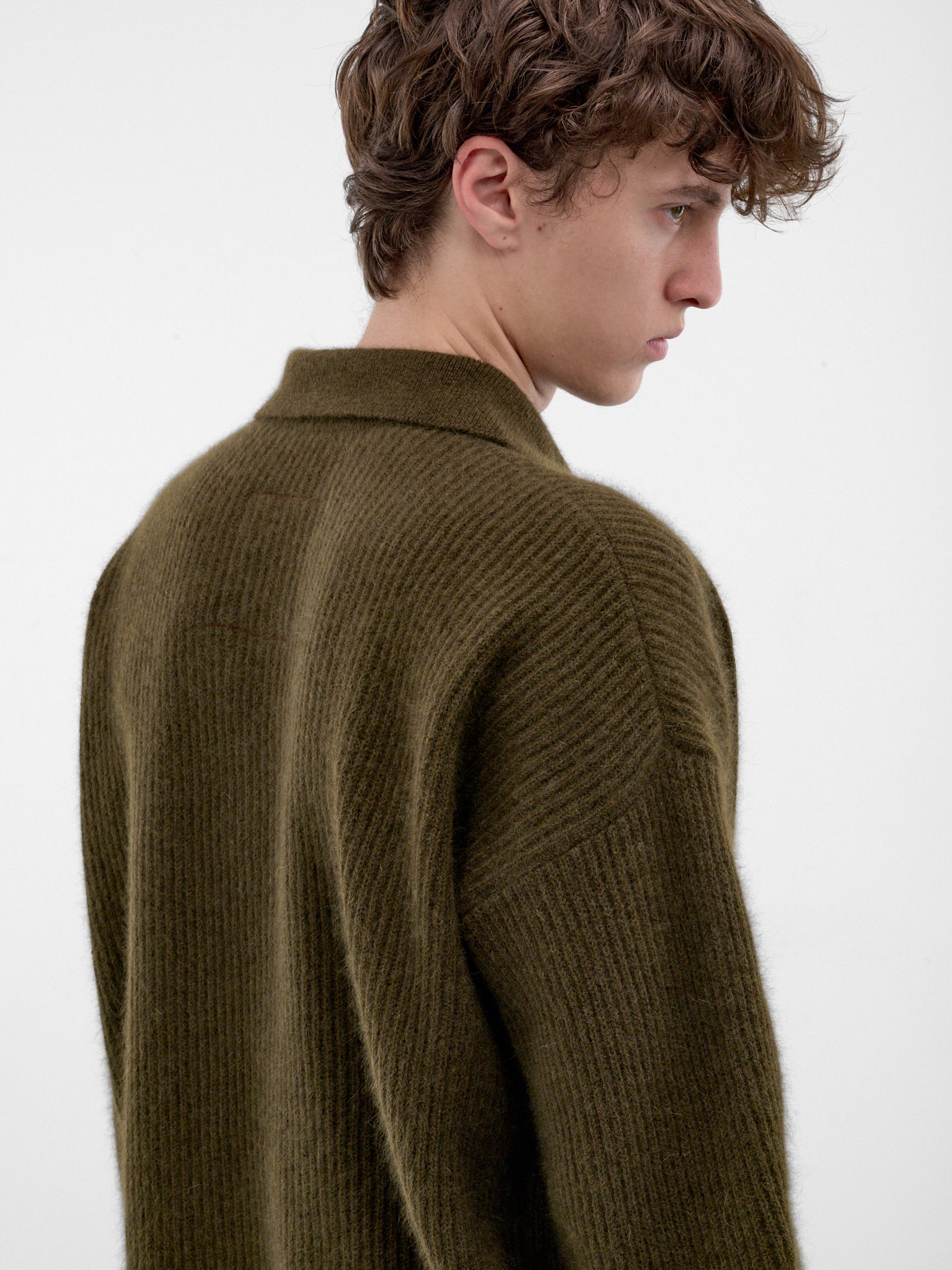 Green Raccoon Rib-Knit Polo (UK7565-ARMY-GREEN)