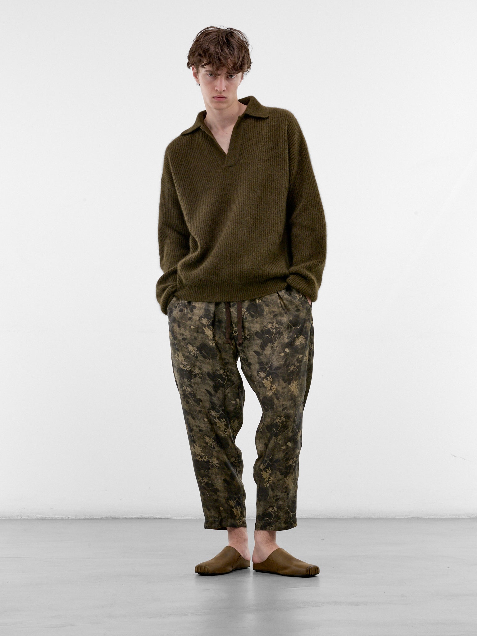 Green Raccoon Rib-Knit Polo (UK7565-ARMY-GREEN)