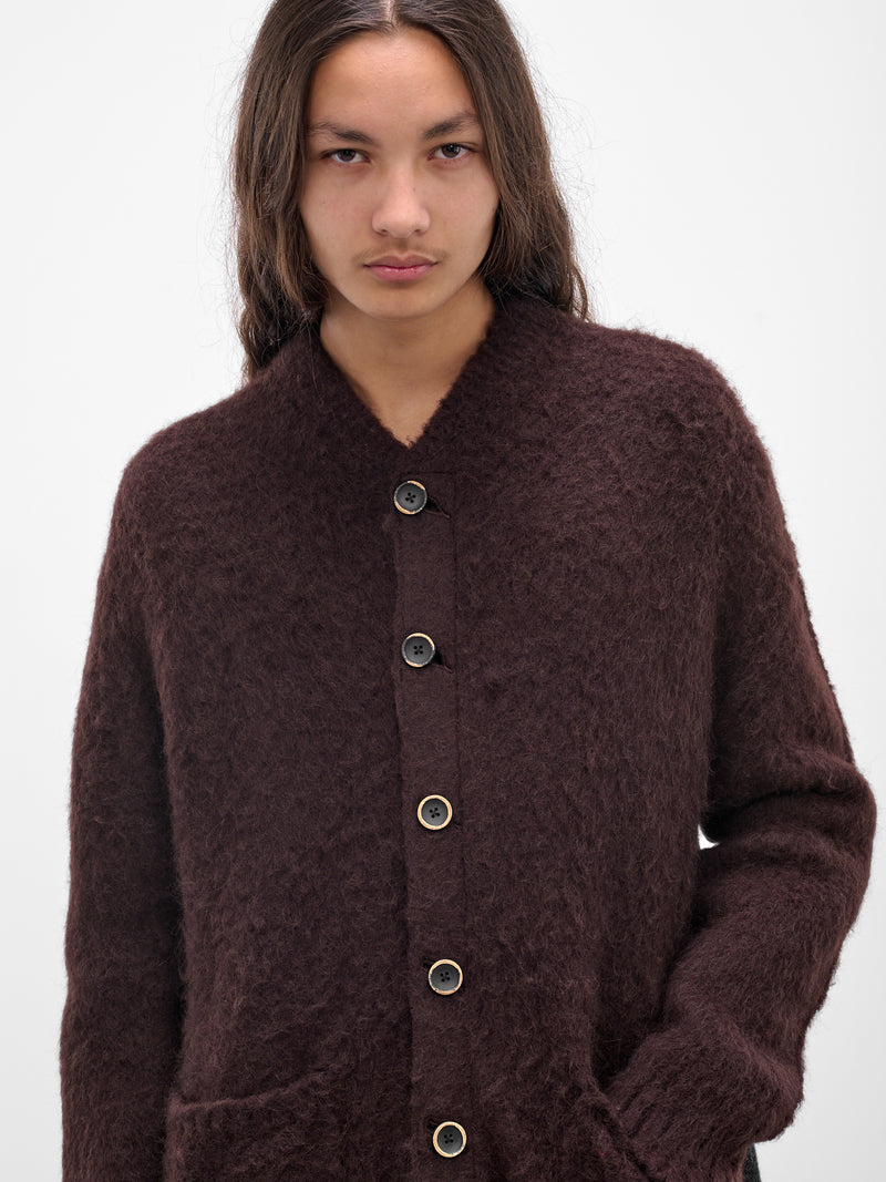 Contrast Two-Panel Knit Cardigan (UK7568-UW896-DARK-GREY-BROWN)