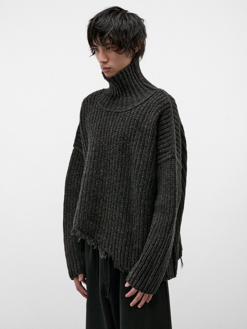 Graphite Distressed Wool Turtleneck Sweater (UK81F26-GRAPHITE)