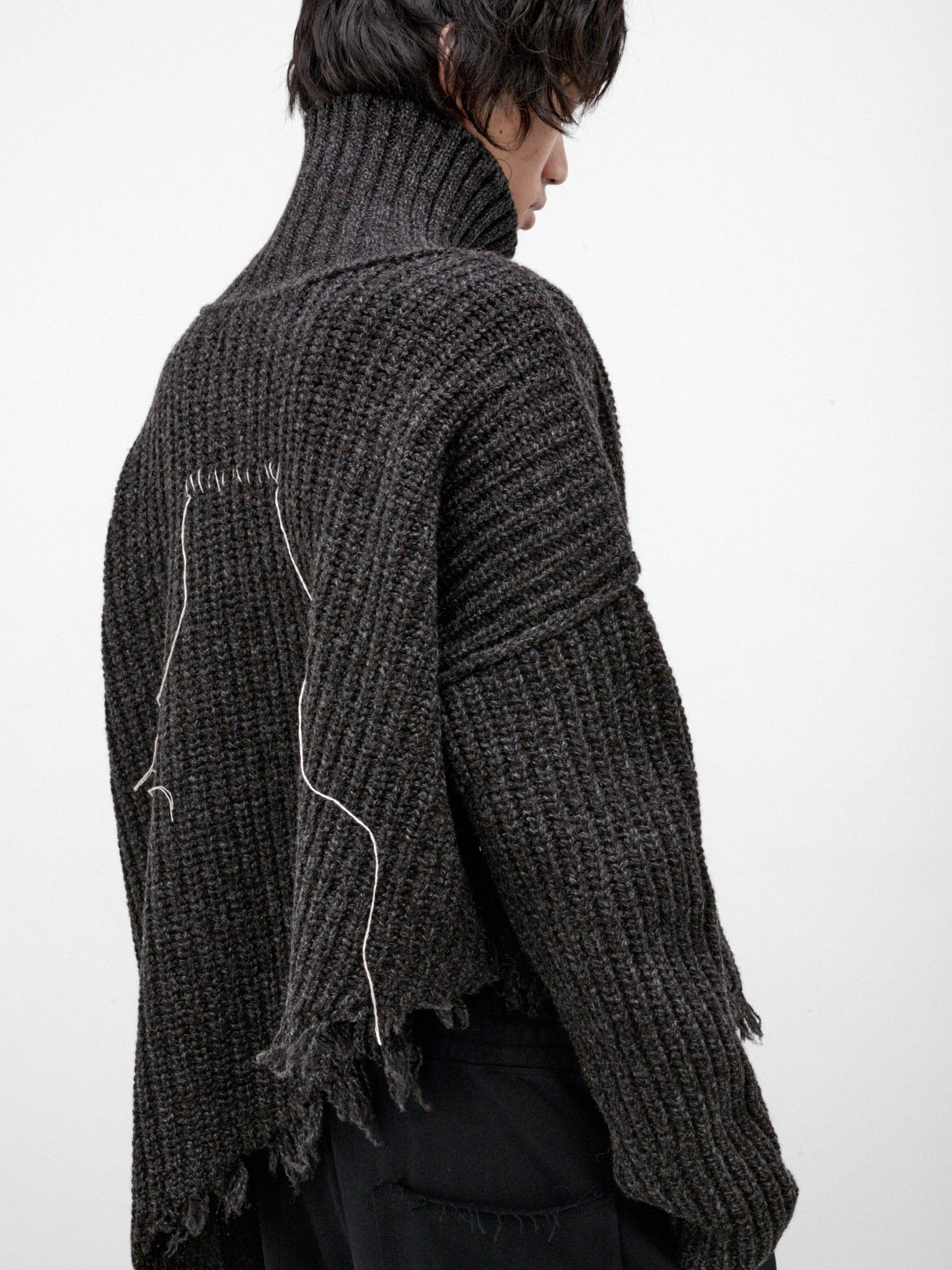 Graphite Distressed Wool Turtleneck Sweater (UK81F26-GRAPHITE)