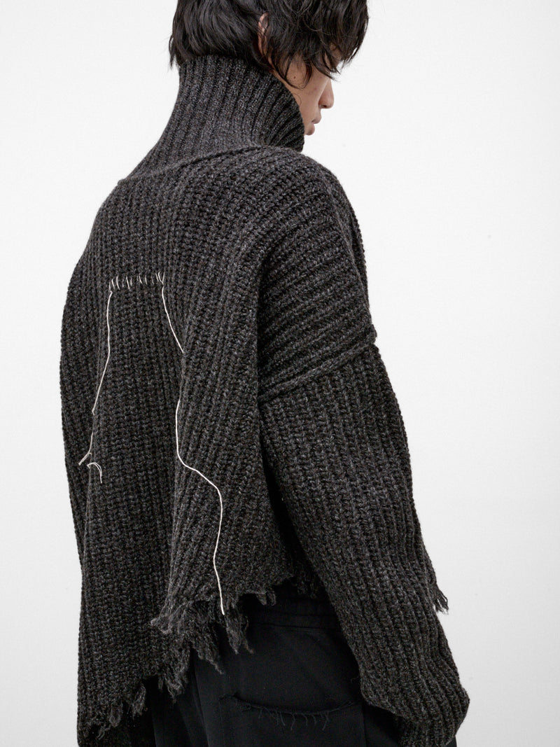 Graphite Distressed Wool Turtleneck Sweater (UK81F26-GRAPHITE)