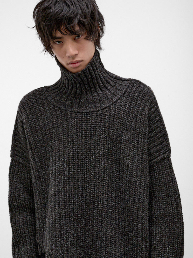 Graphite Distressed Wool Turtleneck Sweater (UK81F26-GRAPHITE)