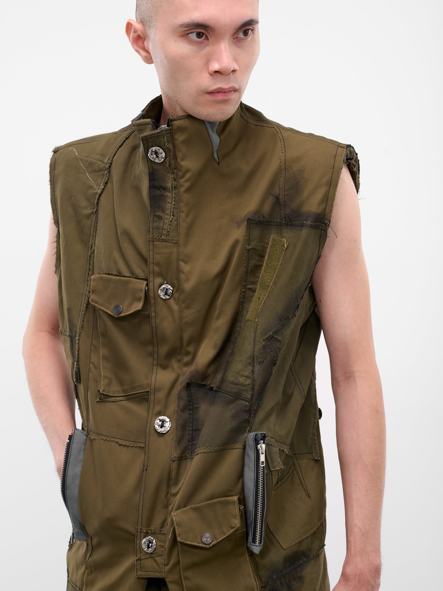Brown Ultra Upcycled Patchwork Vest (ULTRA-JACKET-GREEN)
