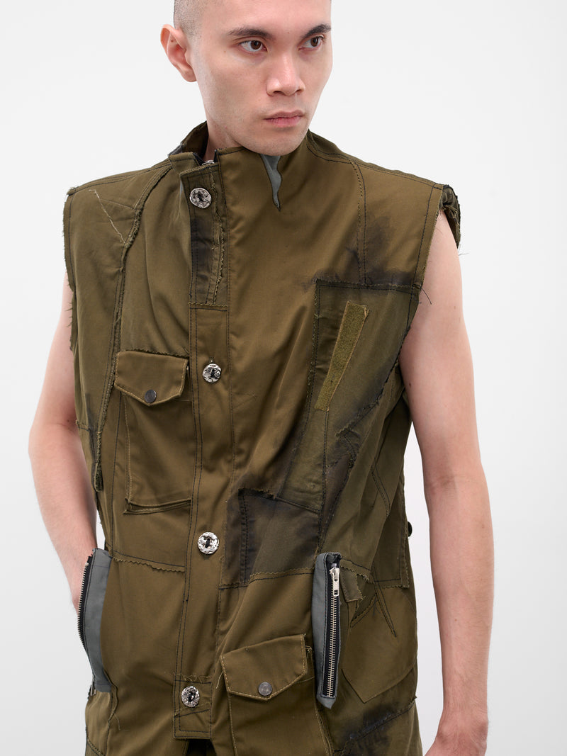 Brown Ultra Upcycled Patchwork Vest (ULTRA-JACKET-GREEN)