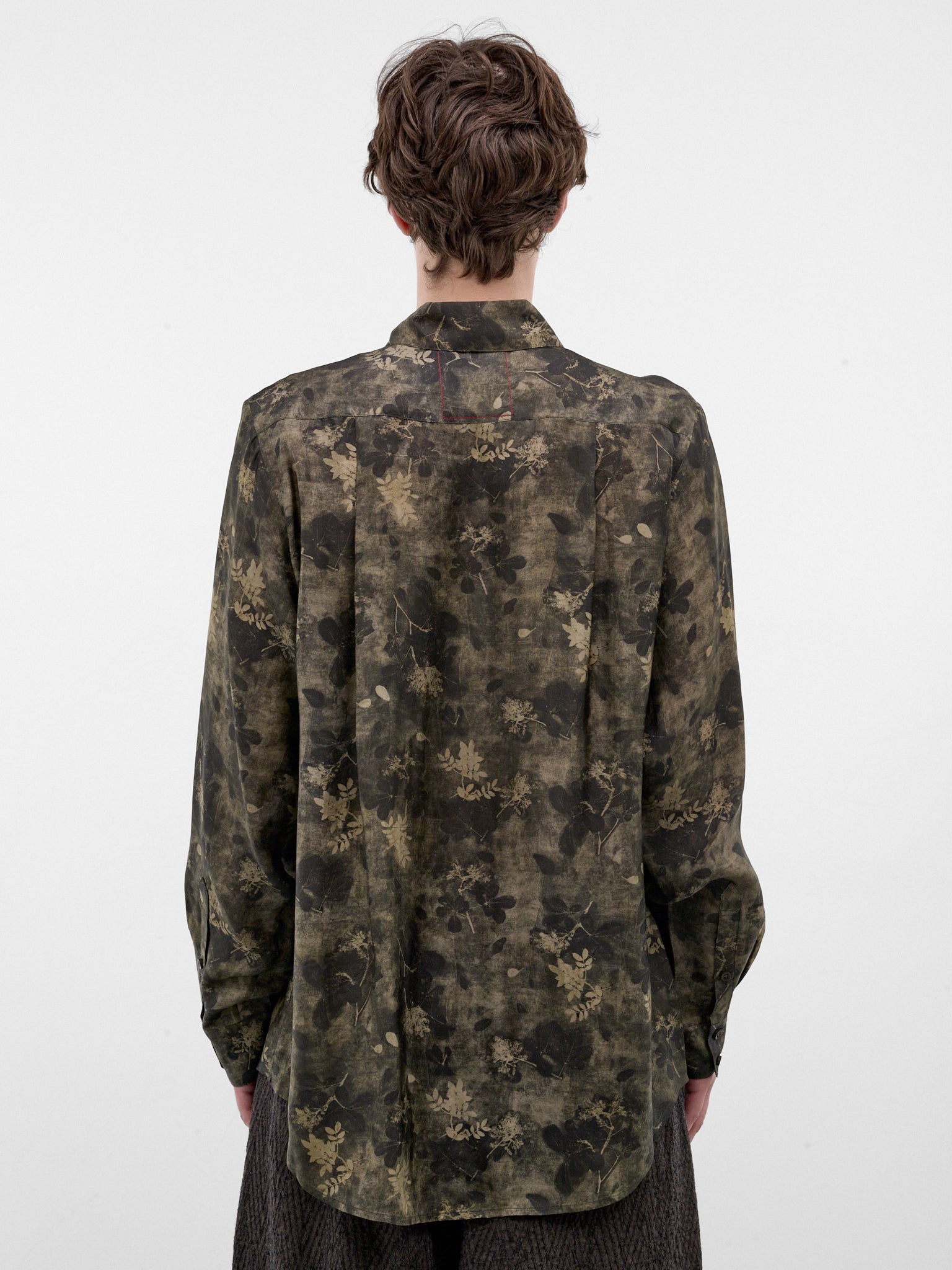 Green Floral Print Fluid Shirt (UM1501-GREEN-GREY)