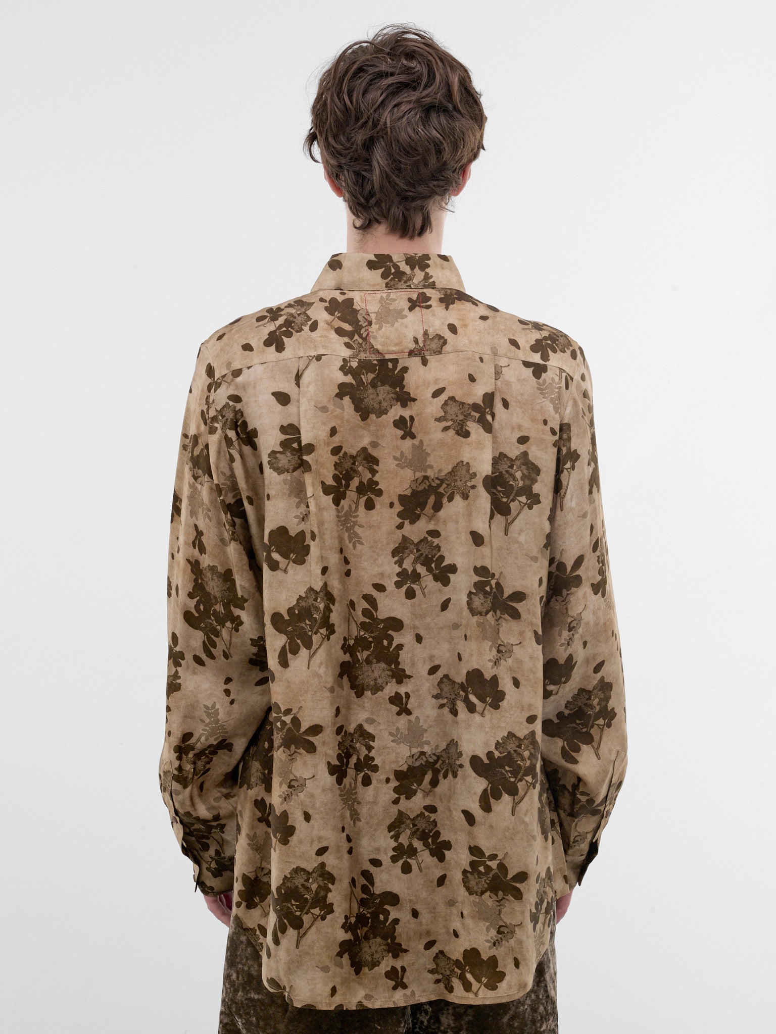 Tan Floral Print Fluid Shirt (UM1501-TAN-BROWN)