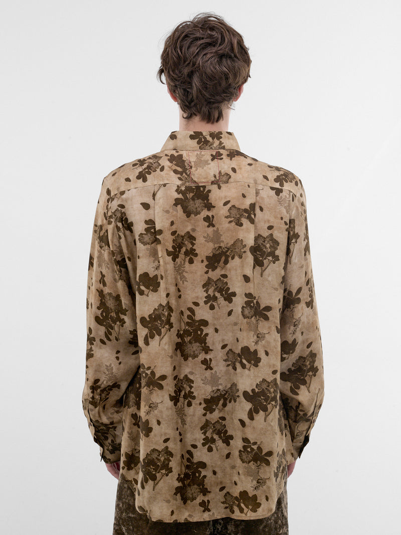 Tan Floral Print Fluid Shirt (UM1501-TAN-BROWN)