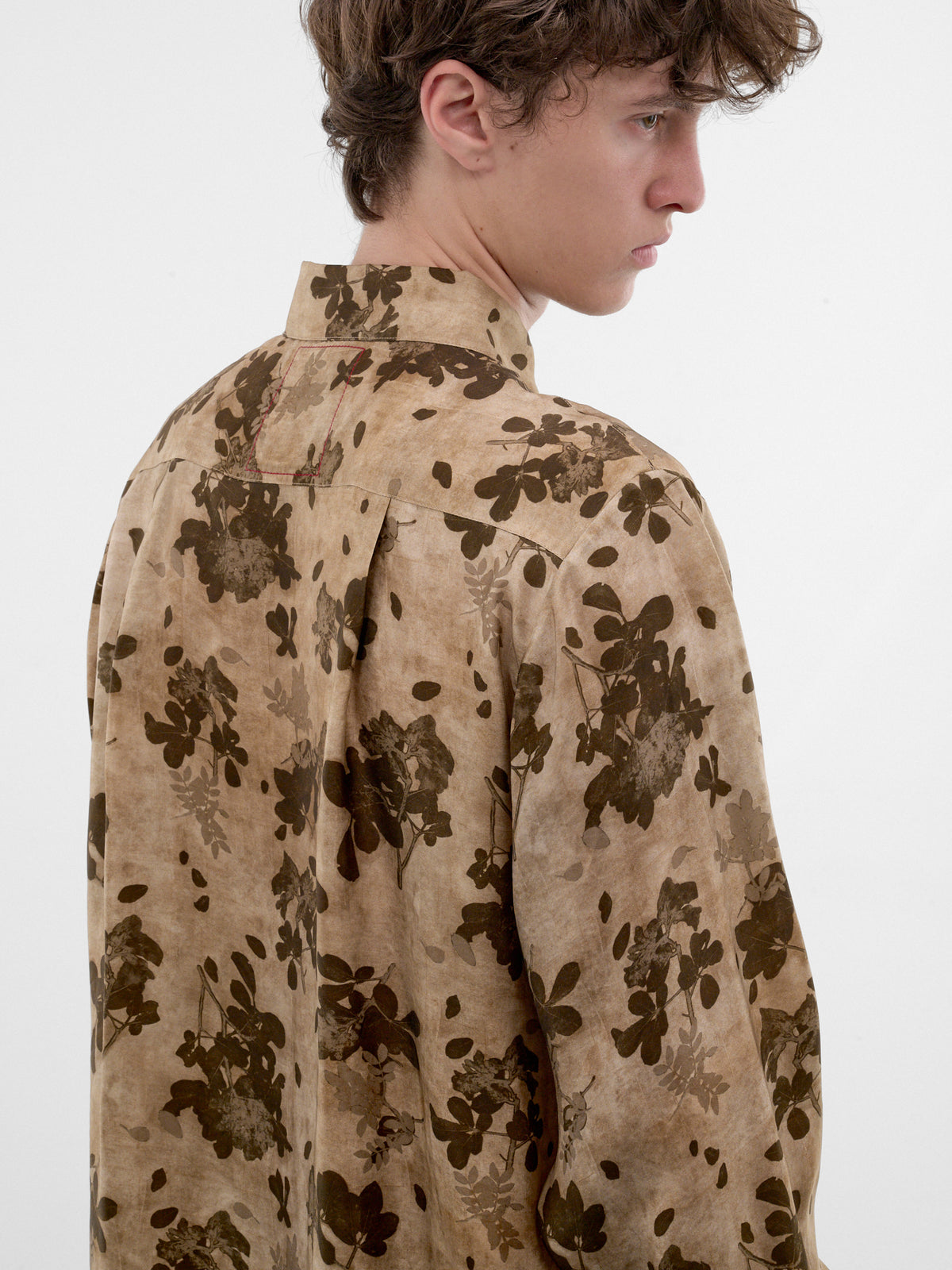 Tan Floral Print Fluid Shirt (UM1501-TAN-BROWN)