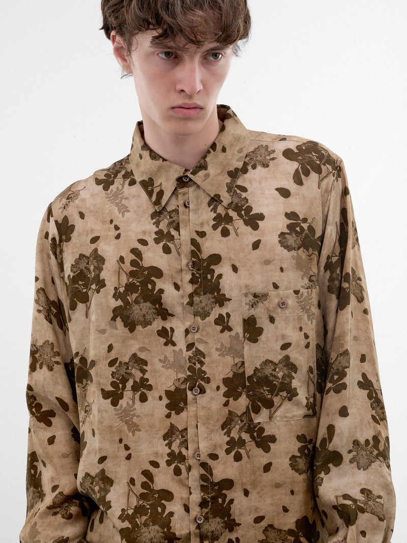 Tan Floral Print Fluid Shirt (UM1501-TAN-BROWN)
