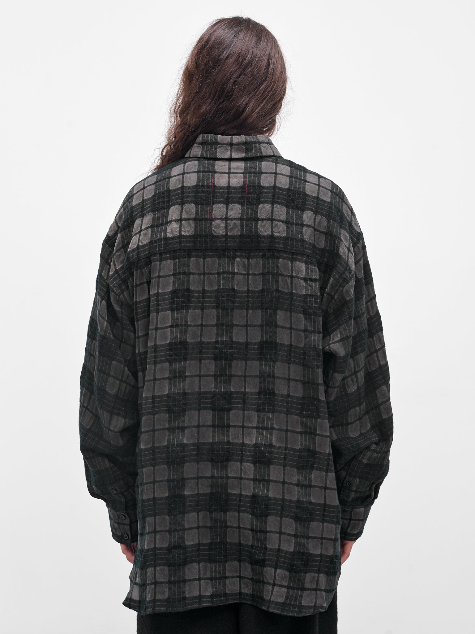 Gray Plaid Check Button-Up Shirt (UM1503-UW083-GREY-BLUE)