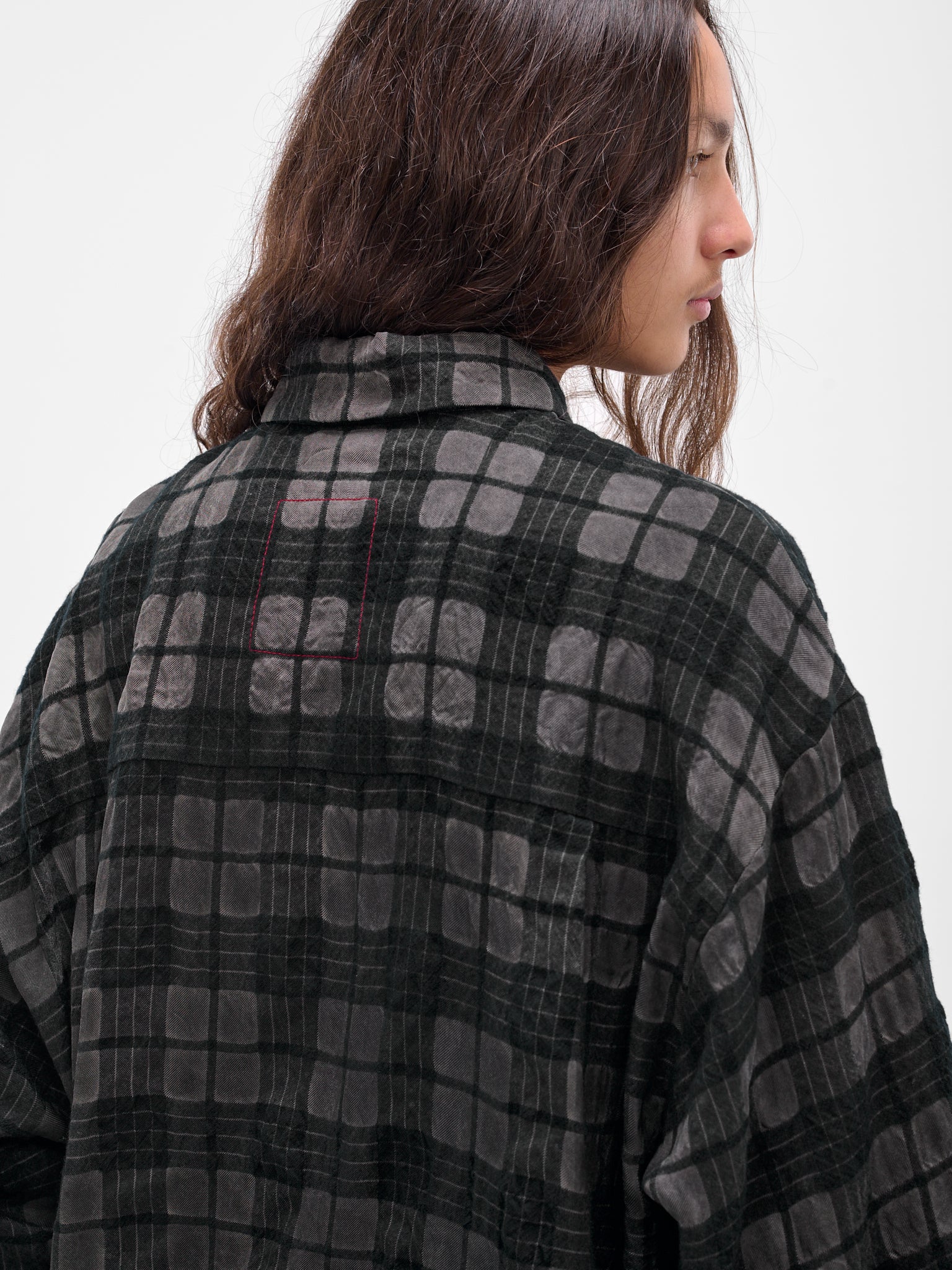 Gray Plaid Check Button-Up Shirt (UM1503-UW083-GREY-BLUE)