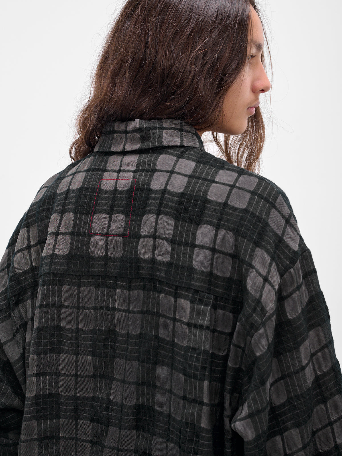 Gray Plaid Check Button-Up Shirt (UM1503-UW083-GREY-BLUE)