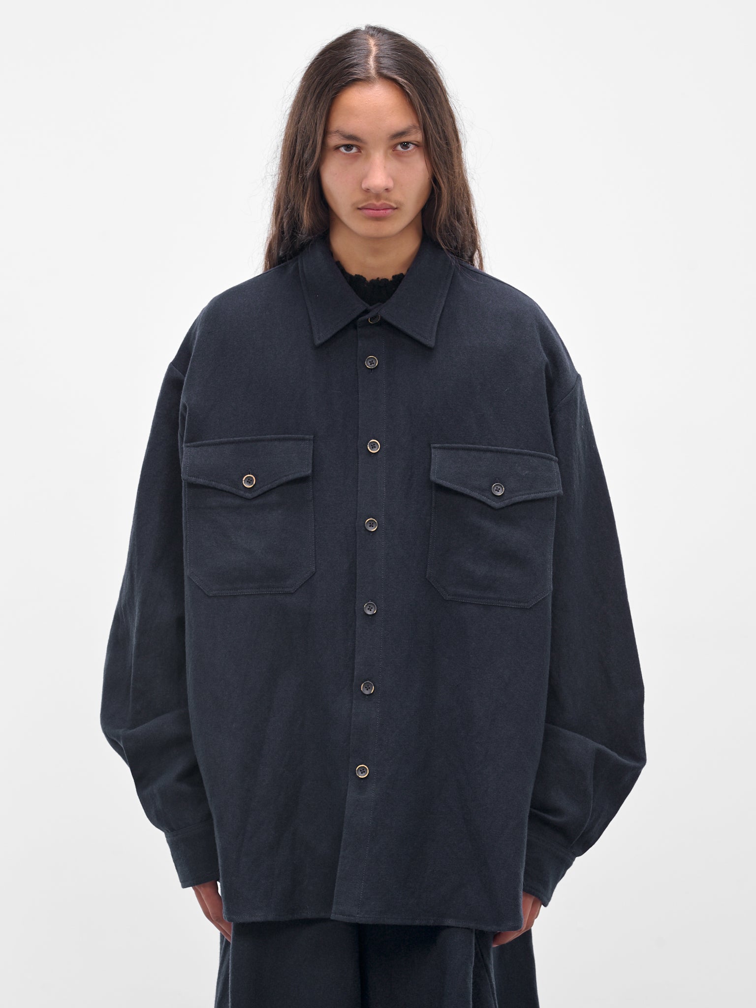 Navy Tavis Button-Up Shirt (UM1507-UW1507-UW309-DARK-BLUE)