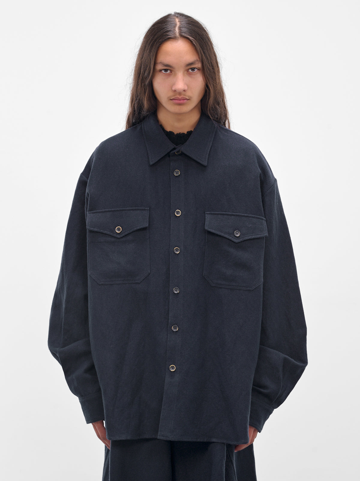 Navy Tavis Button-Up Shirt (UM1507-UW1507-UW309-DARK-BLUE)