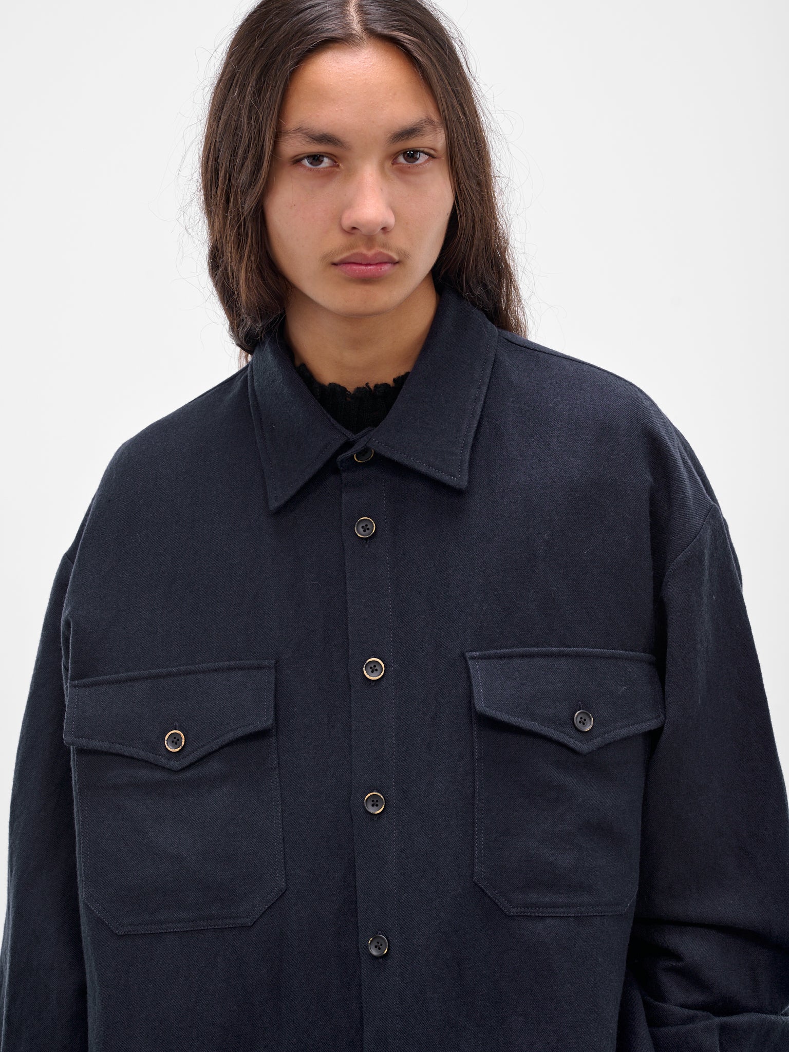 Navy Tavis Button-Up Shirt (UM1507-UW1507-UW309-DARK-BLUE)