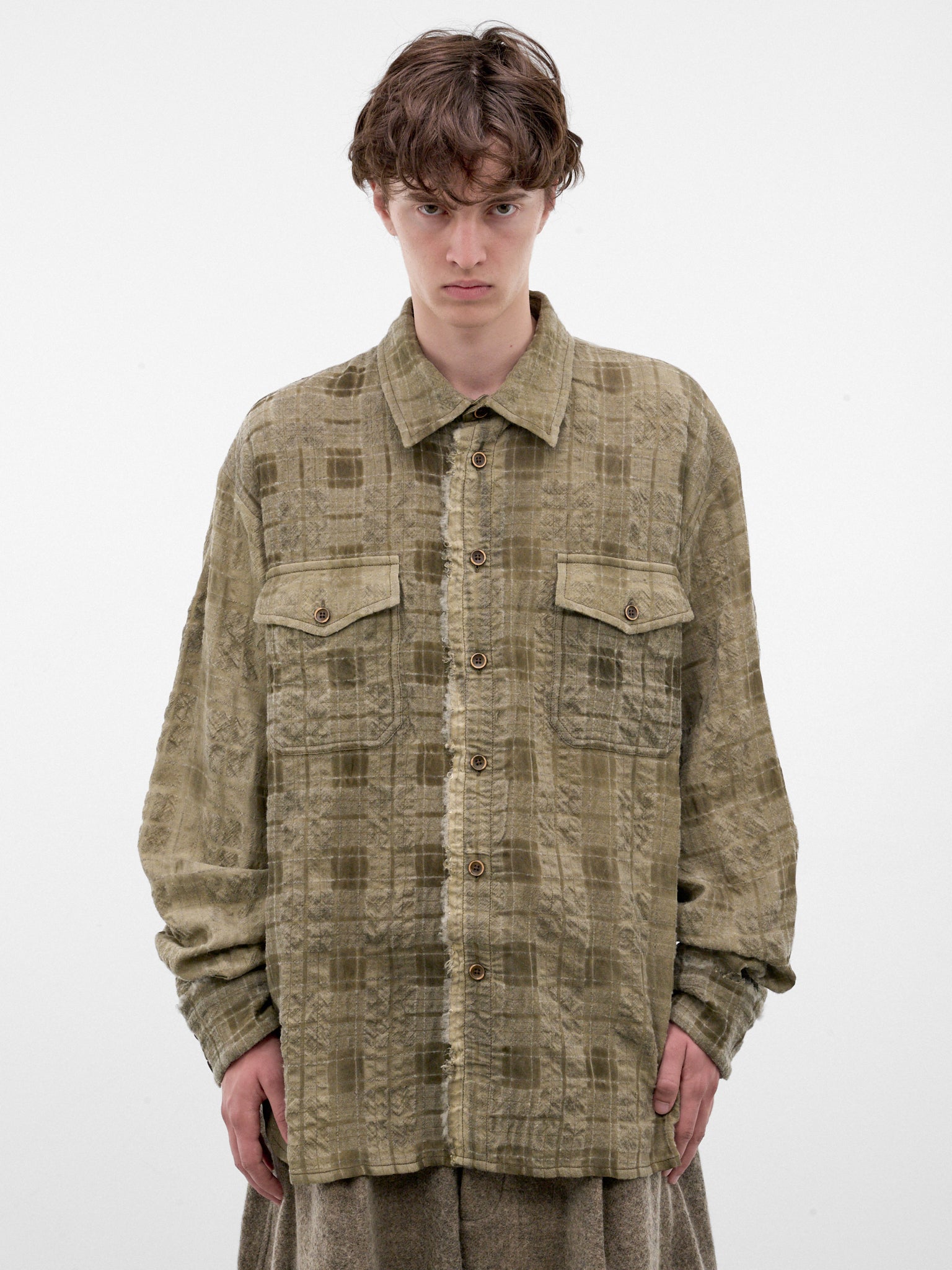 Green Plaid Wool Overshirt (UM1508-LIGHT-GREEN)