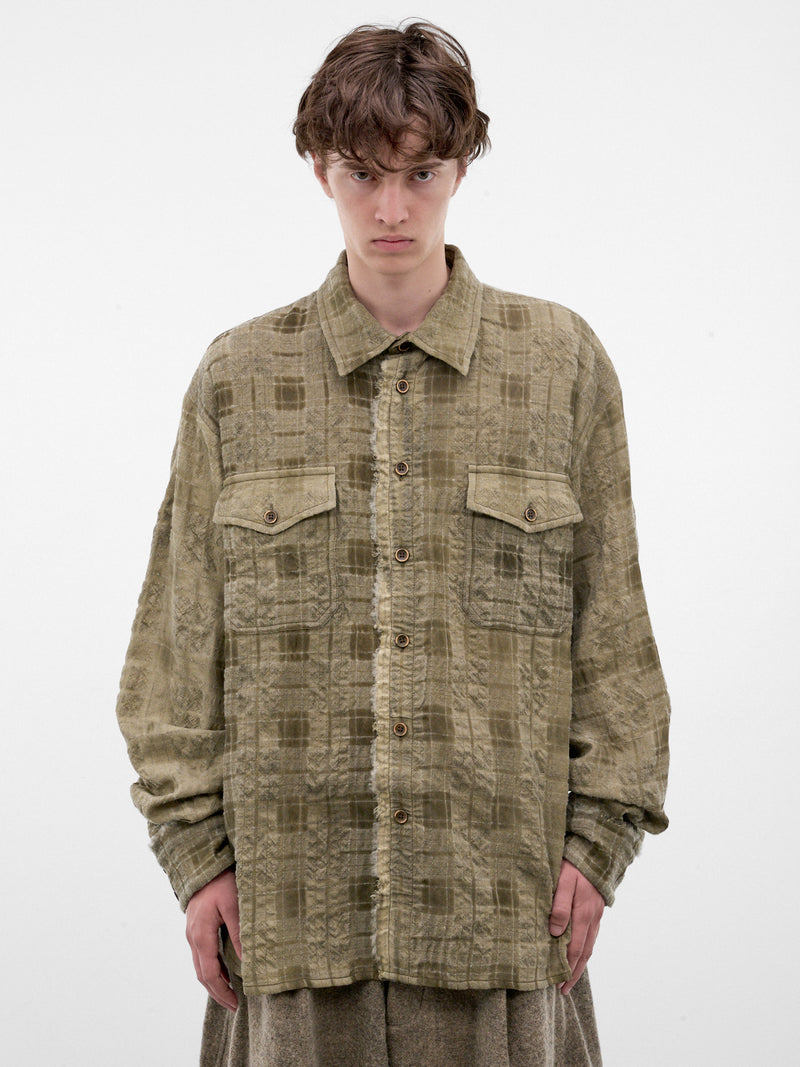 Green Plaid Wool Overshirt (UM1508-LIGHT-GREEN)