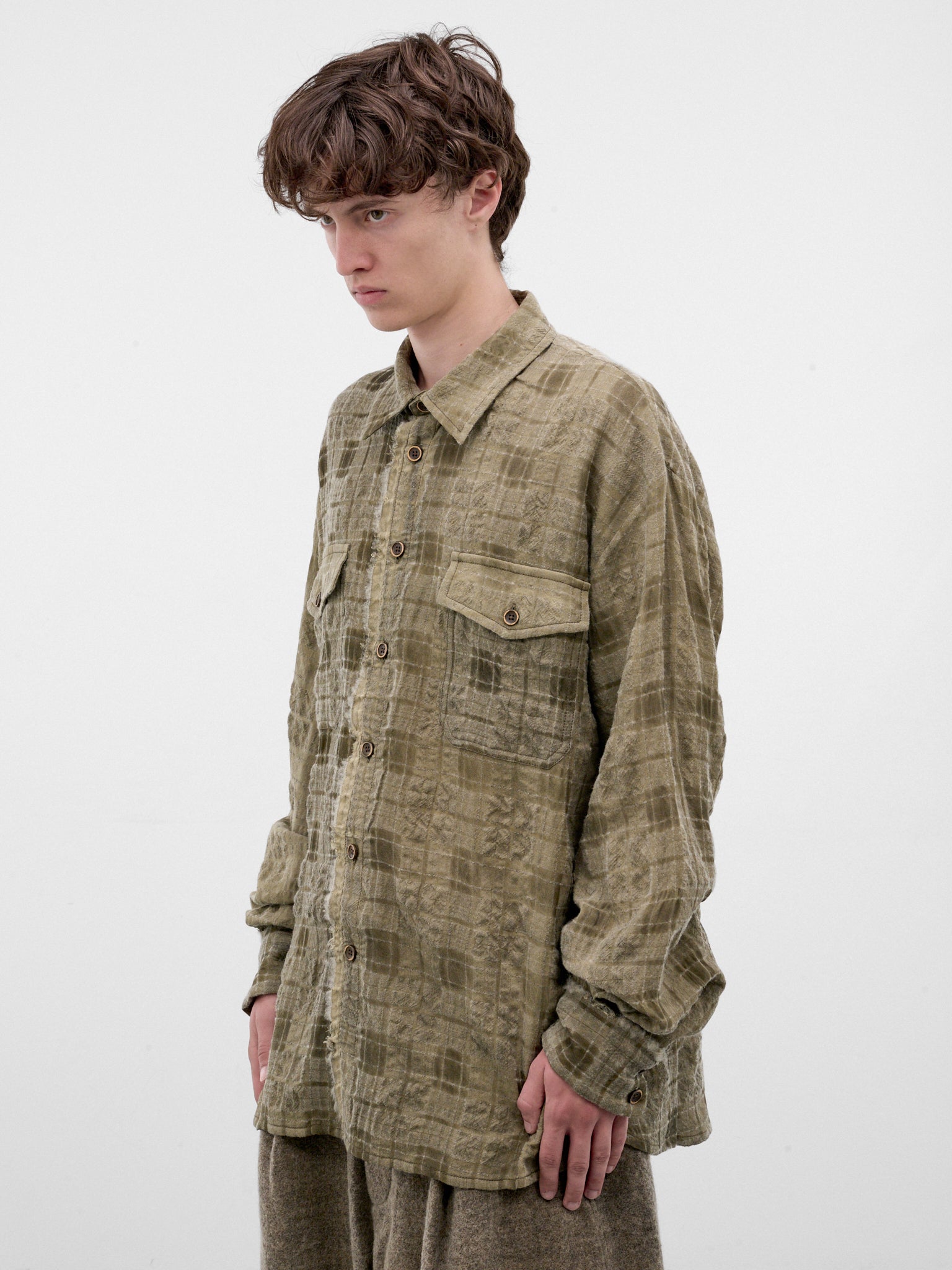Green Plaid Wool Overshirt (UM1508-LIGHT-GREEN)