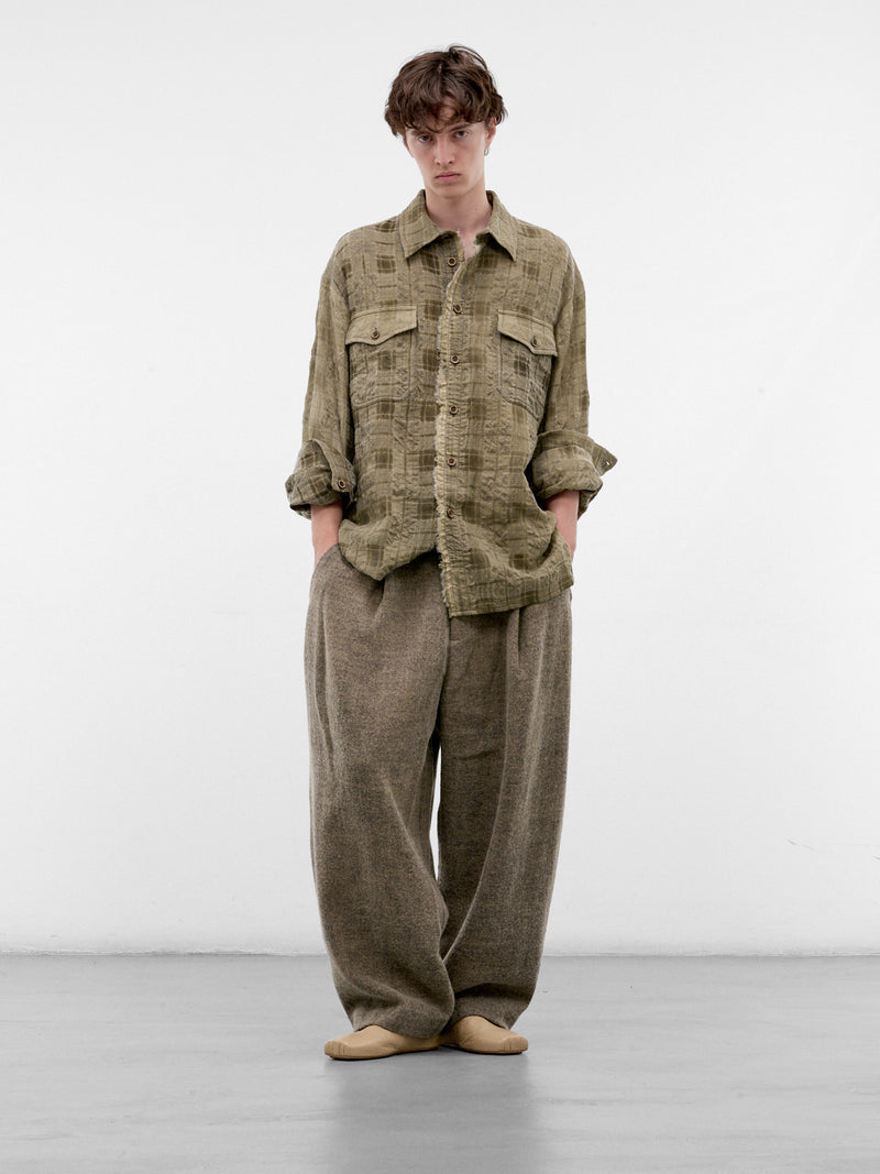 Green Plaid Wool Overshirt (UM1508-LIGHT-GREEN)