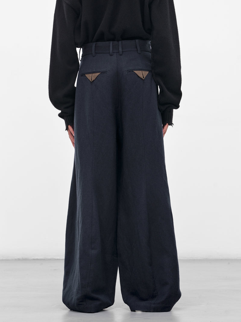 Navy Paw Wide Tailored Trousers (UM3502-UW309-DARK-BLUE)