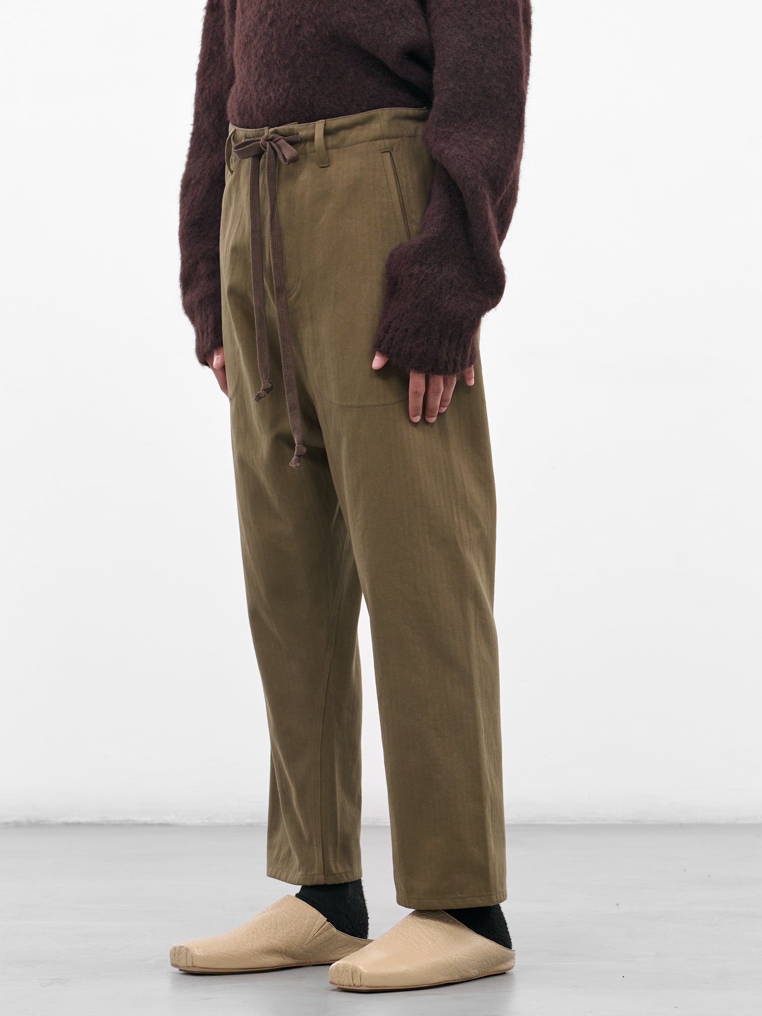 Green Perch Drawstring Trousers (UM3510-UW480-ARMY-GREEN)