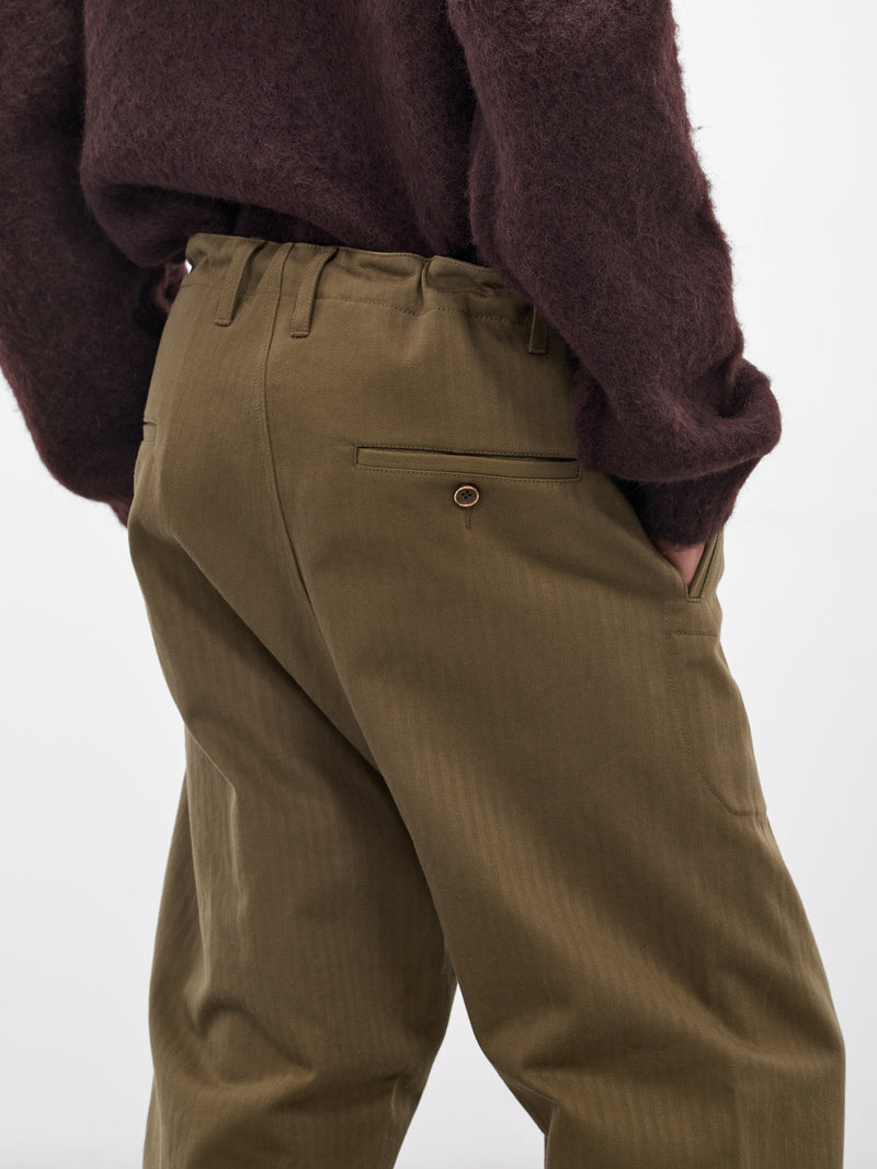 Green Perch Drawstring Trousers (UM3510-UW480-ARMY-GREEN)
