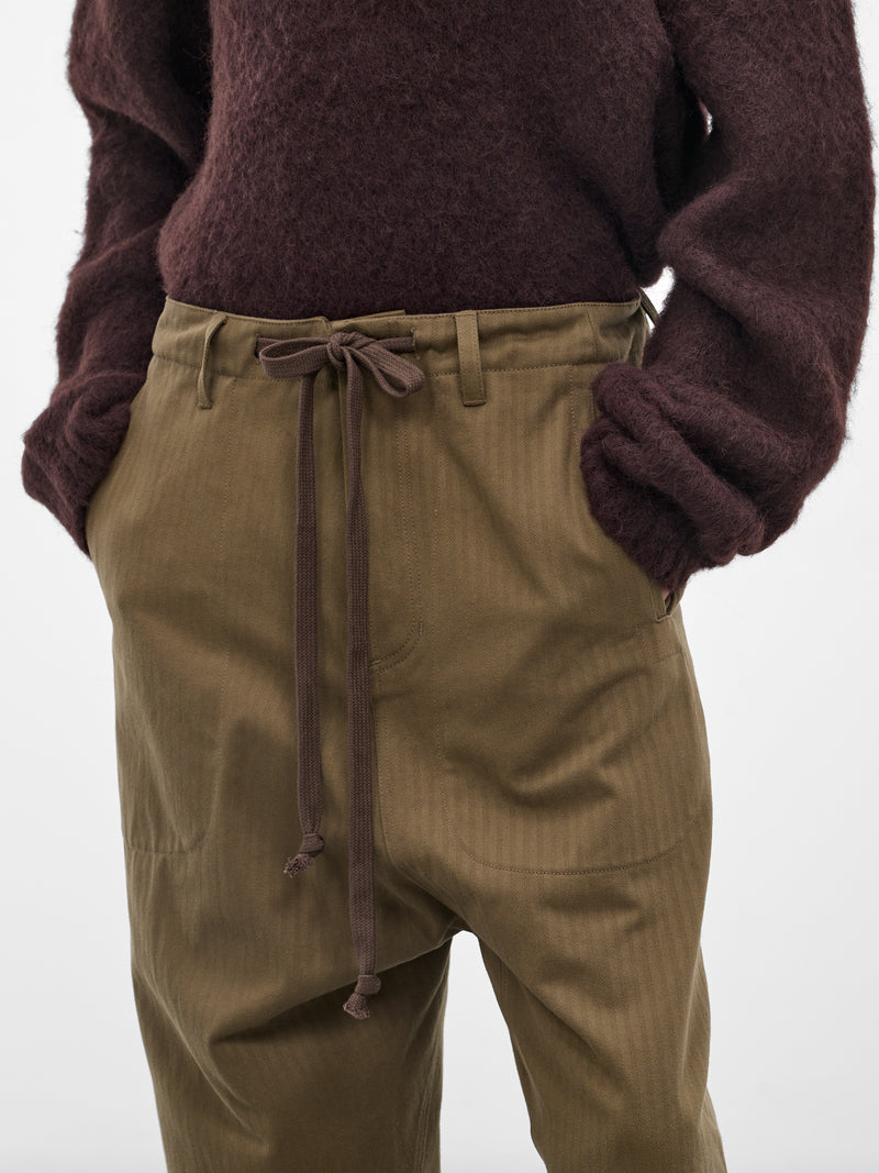 Green Perch Drawstring Trousers (UM3510-UW480-ARMY-GREEN)