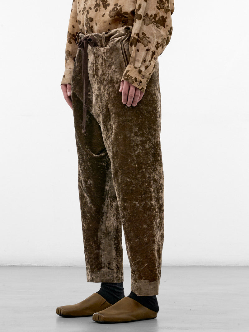Dark Olive Velvet Ankle Trousers (UM3512-DARK-OLIVE)