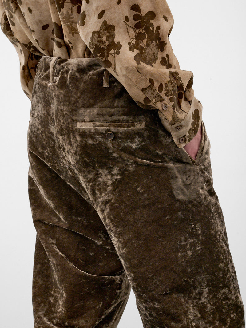 Dark Olive Velvet Ankle Trousers (UM3512-DARK-OLIVE)