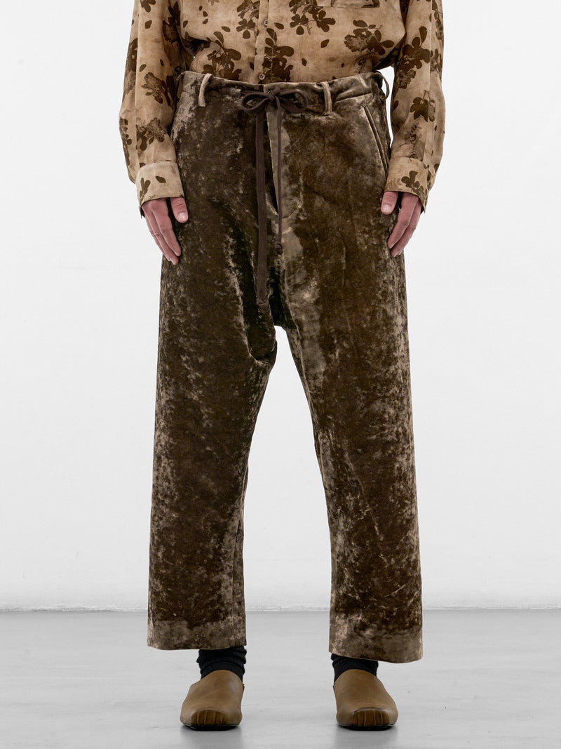 Dark Olive Velvet Ankle Trousers (UM3512-DARK-OLIVE)