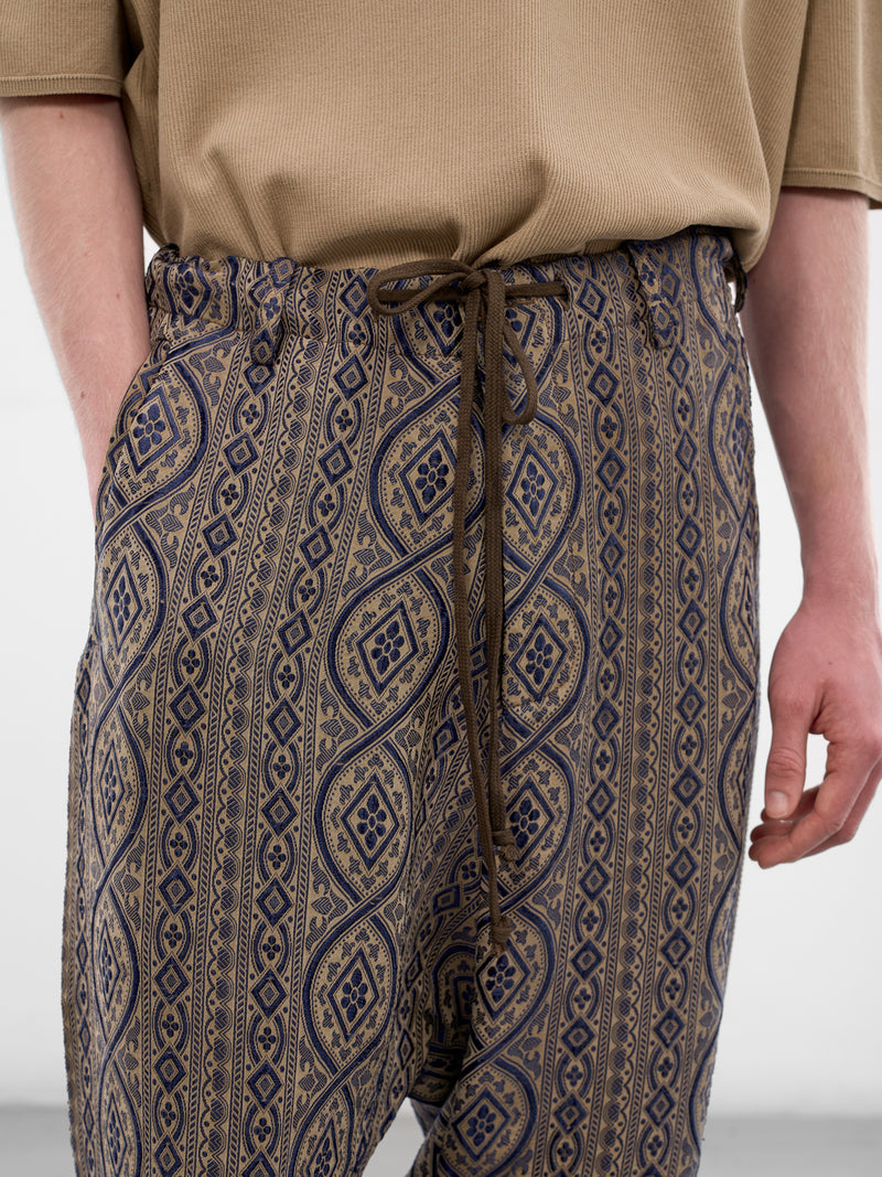 Blue Graphic Relaxed Perch Pants (UM3516-UW032-BLUE-TAN)