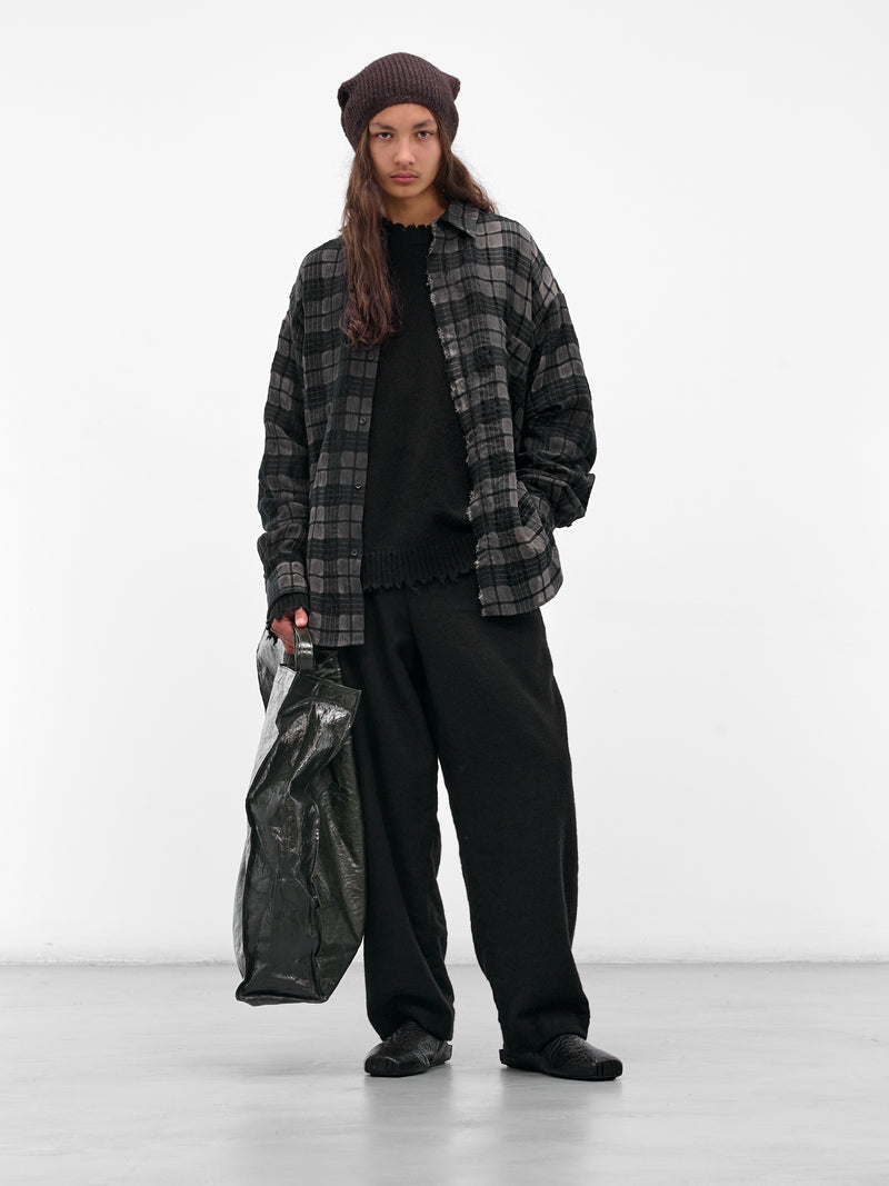 Black Cashmere Distressed Crewneck Sweater (UK7555-UW900-BLACK)