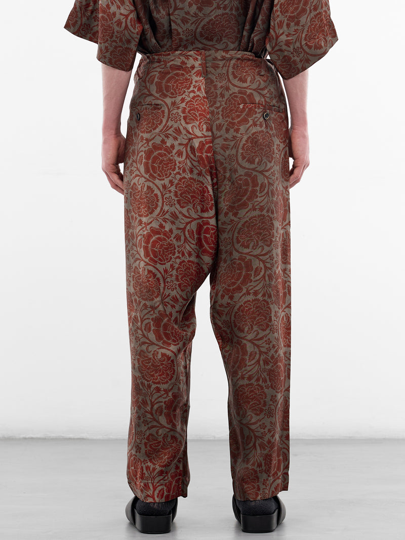 Red Floral Relaxed Perch Pants (UM3517-UW087-GREY-RED)