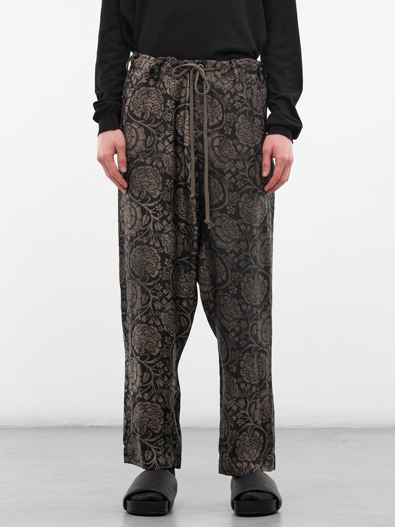 Black Graphic Relaxed Perch Pants (UM3517-UW092-BLACK-TAN)