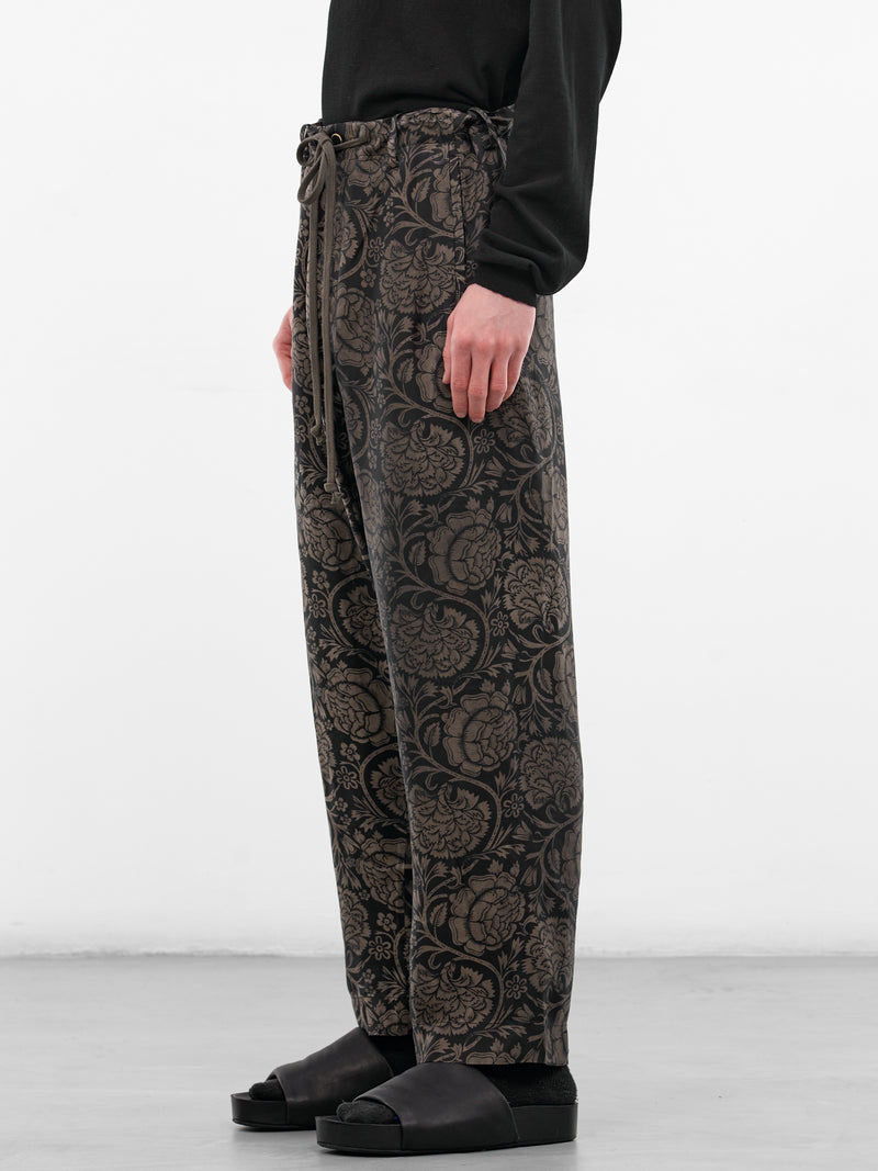 Black Graphic Relaxed Perch Pants (UM3517-UW092-BLACK-TAN)