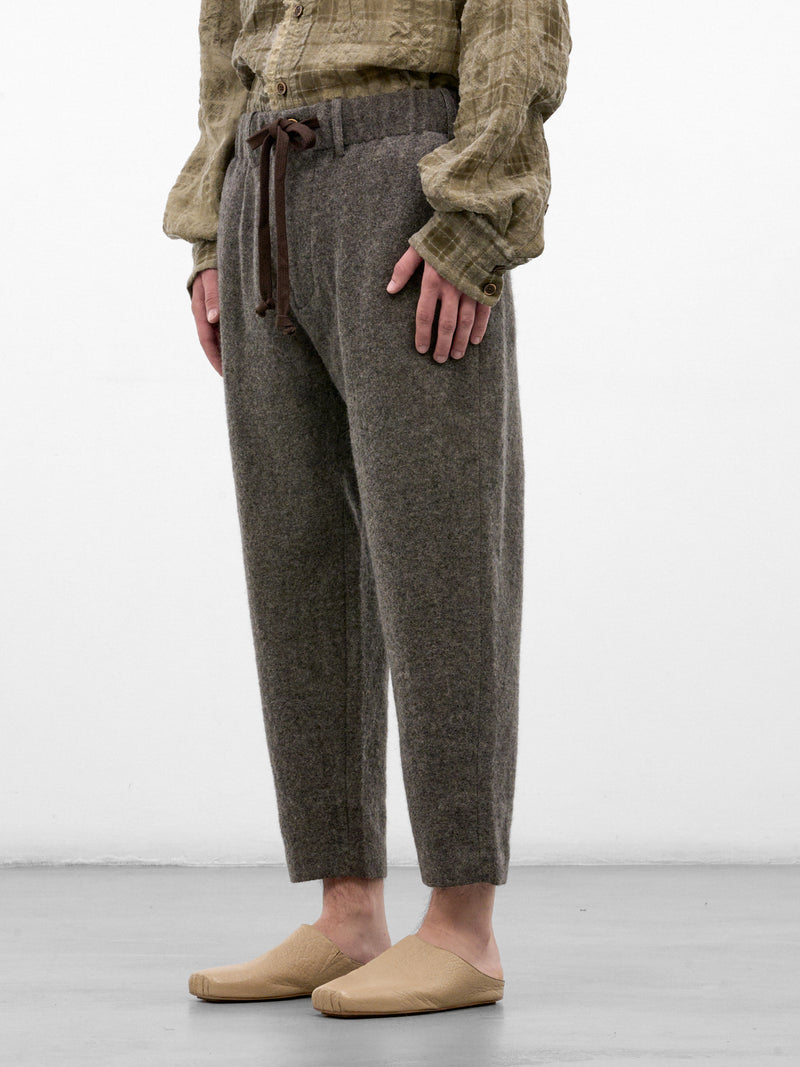 Gray Wool Tapered Pajama Pants (UM3518-GREY)