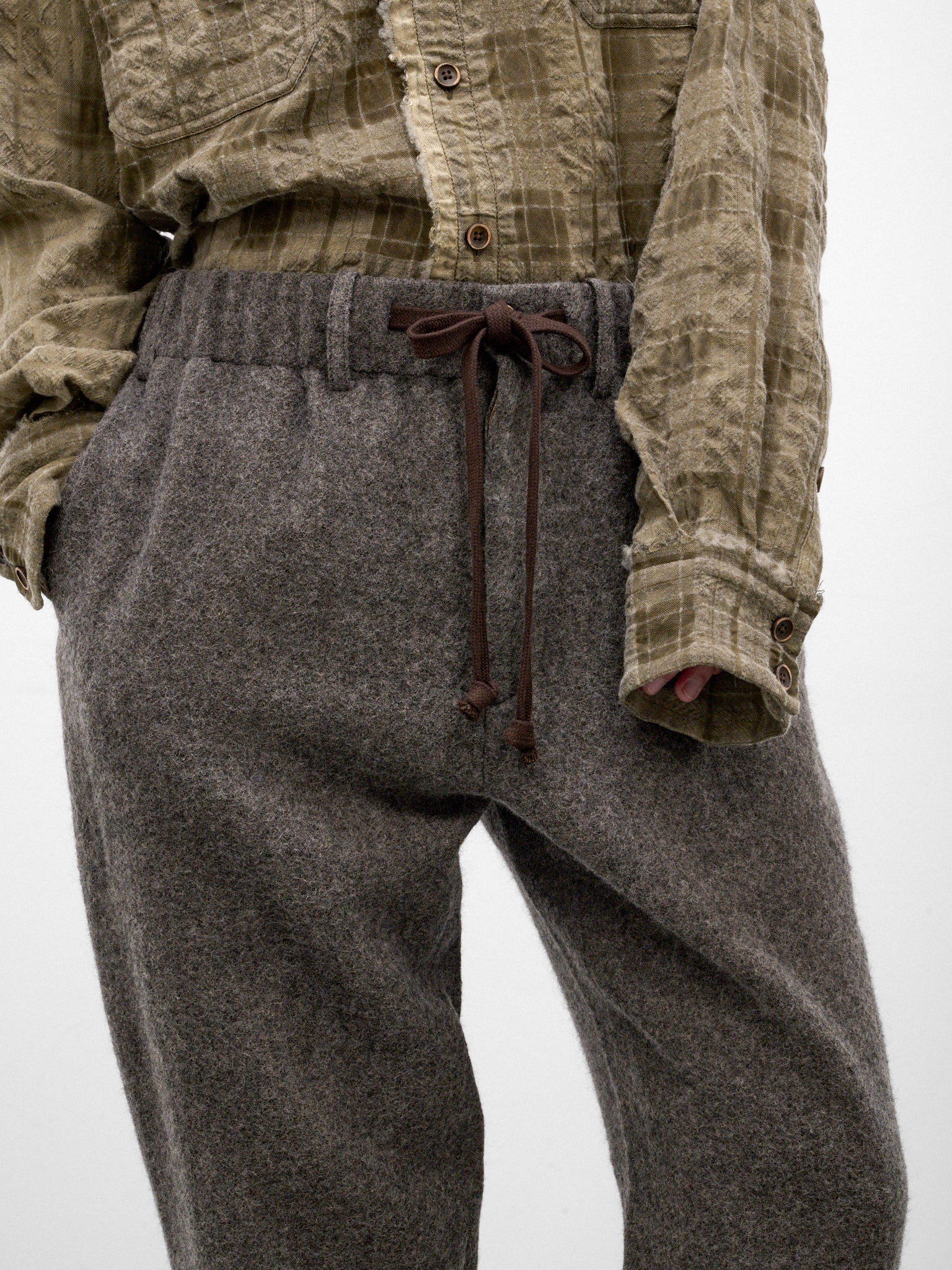 Gray Wool Tapered Pajama Pants (UM3518-GREY)