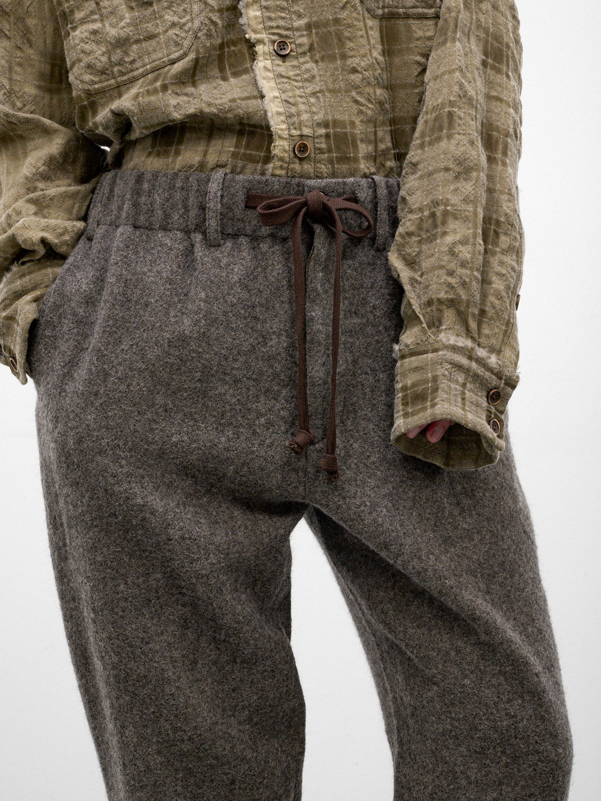 Gray Wool Tapered Pajama Pants (UM3518-GREY)