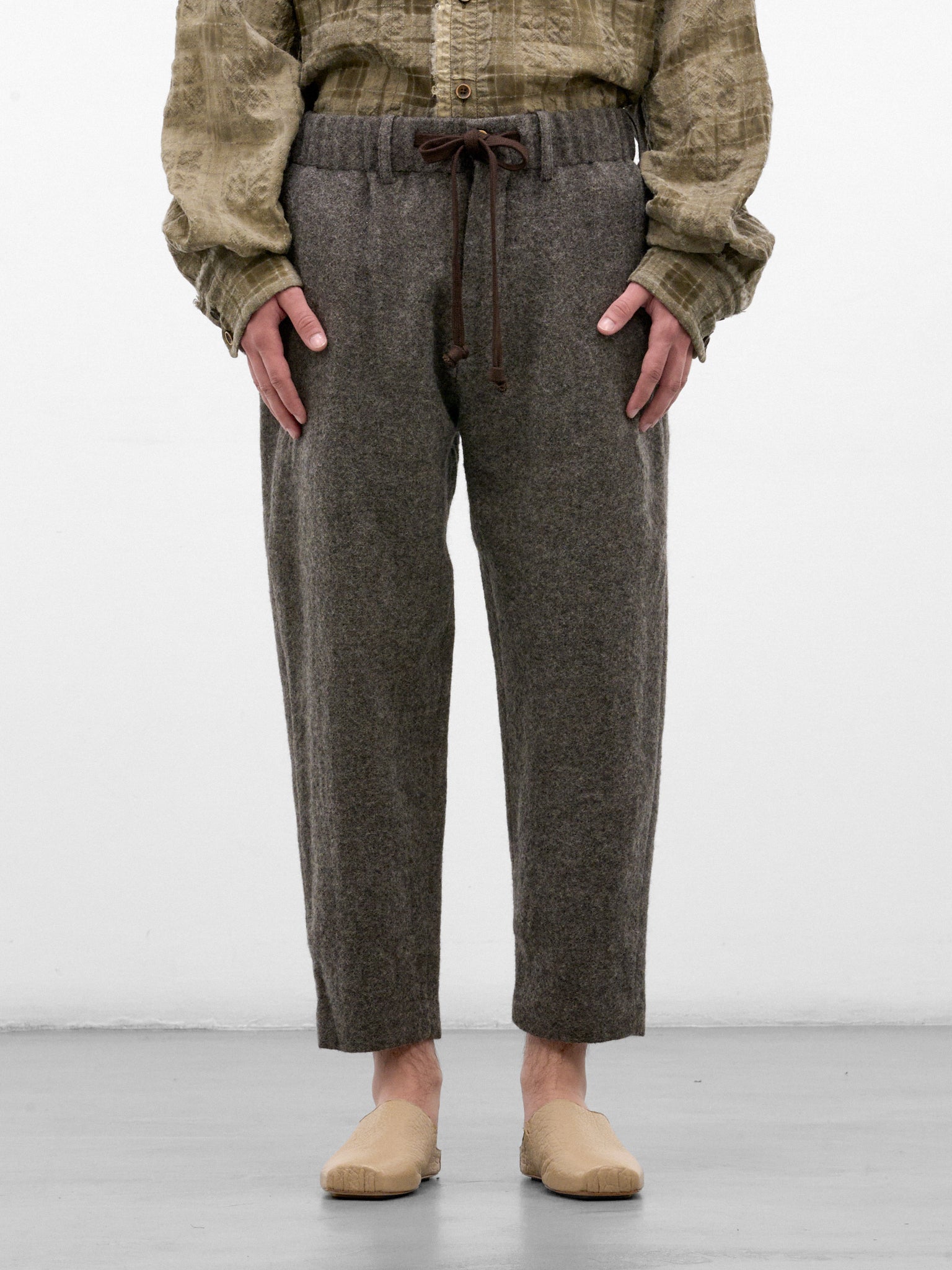 Gray Wool Tapered Pajama Pants (UM3518-GREY)