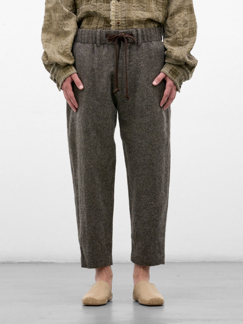 Gray Wool Tapered Pajama Pants (UM3518-GREY)