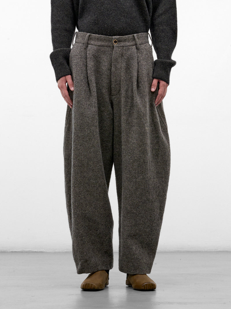 Gray Pleated Wide Leg Trousers (UM3521-GREY)